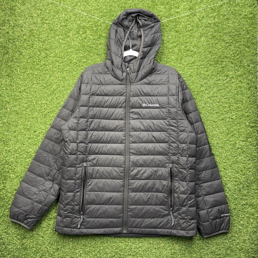 Columbia Omni-Heat Turbo Down Jacket Mens Large 740TD Down Puffer Black Zip Up